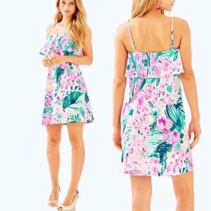 Lilly Pulitzer Pink and Green Floral Mini Dress